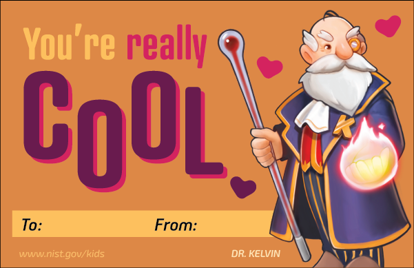 Orange background. Dr Kelvin character. Hearts. Text: You're really cool. To and From lines at bottom.