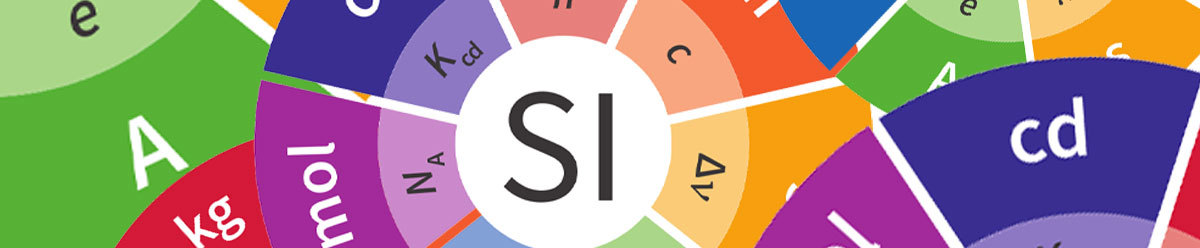 close up of metric SI redefinition wheel, which includes symbols for different units
