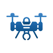 blue icon of a drone
