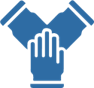 icon of three hands touching to indicate collaboration