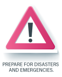 Prepare for disasters and emergencies icon showing a red triangle with an exclamation point in the middle.