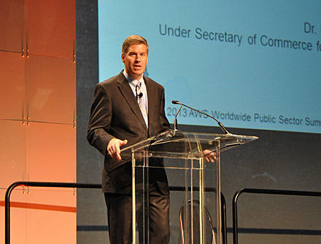 Dr. Patrick Gallagher at the Amazon Web Services Worldwide Public Sector Summit 2013.