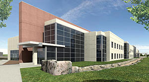 Architectural rendering of the NIST Boulder Building 1 Extension. 