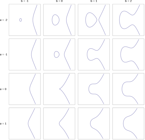 a grid of various elliptic curves