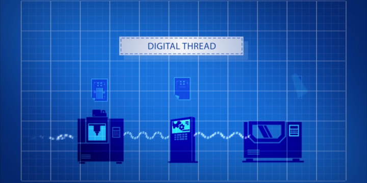 Screenshot from an animation in a video about the Digital Thread