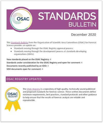 Cover of OSAC's December 2020 Standards Bulletin