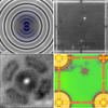 Four images showing circular grating for extracting single photons from a quantum dot