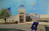 A painting of the Don Chalmers Ford Dealership by JoAnn Vinyard.