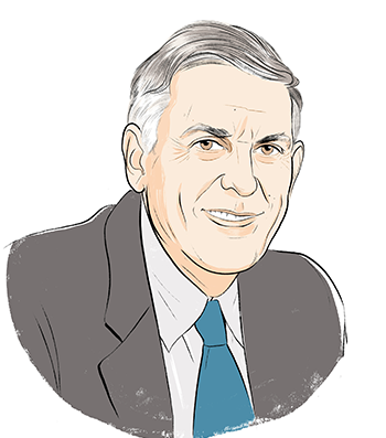 Illustration portrait of Dan Shechtman