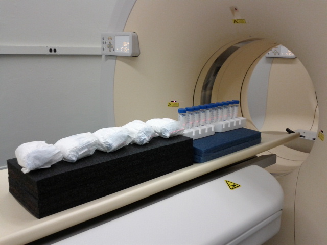 diapers going into a CT scan