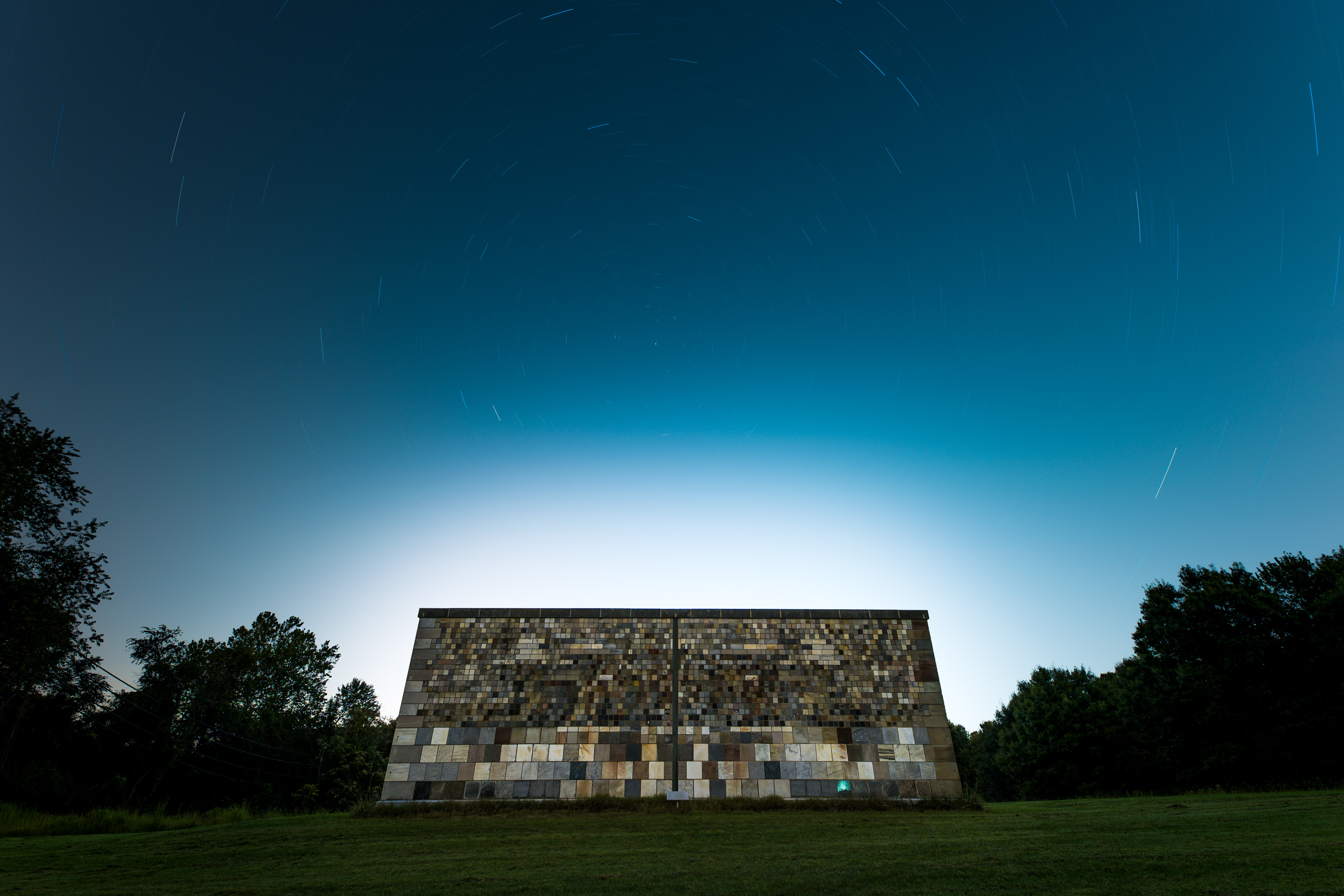 The NIST stone test wall under the stars