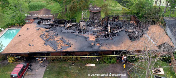 burnt down house