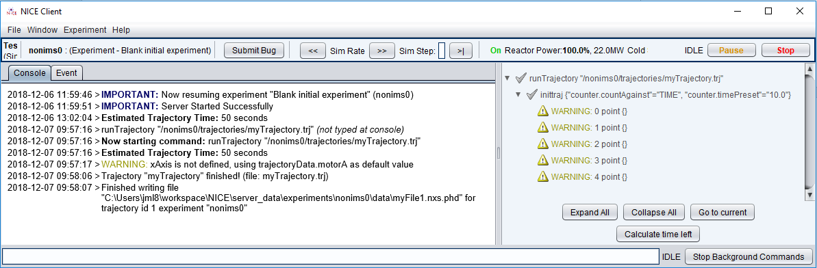 Trajectory Console Example