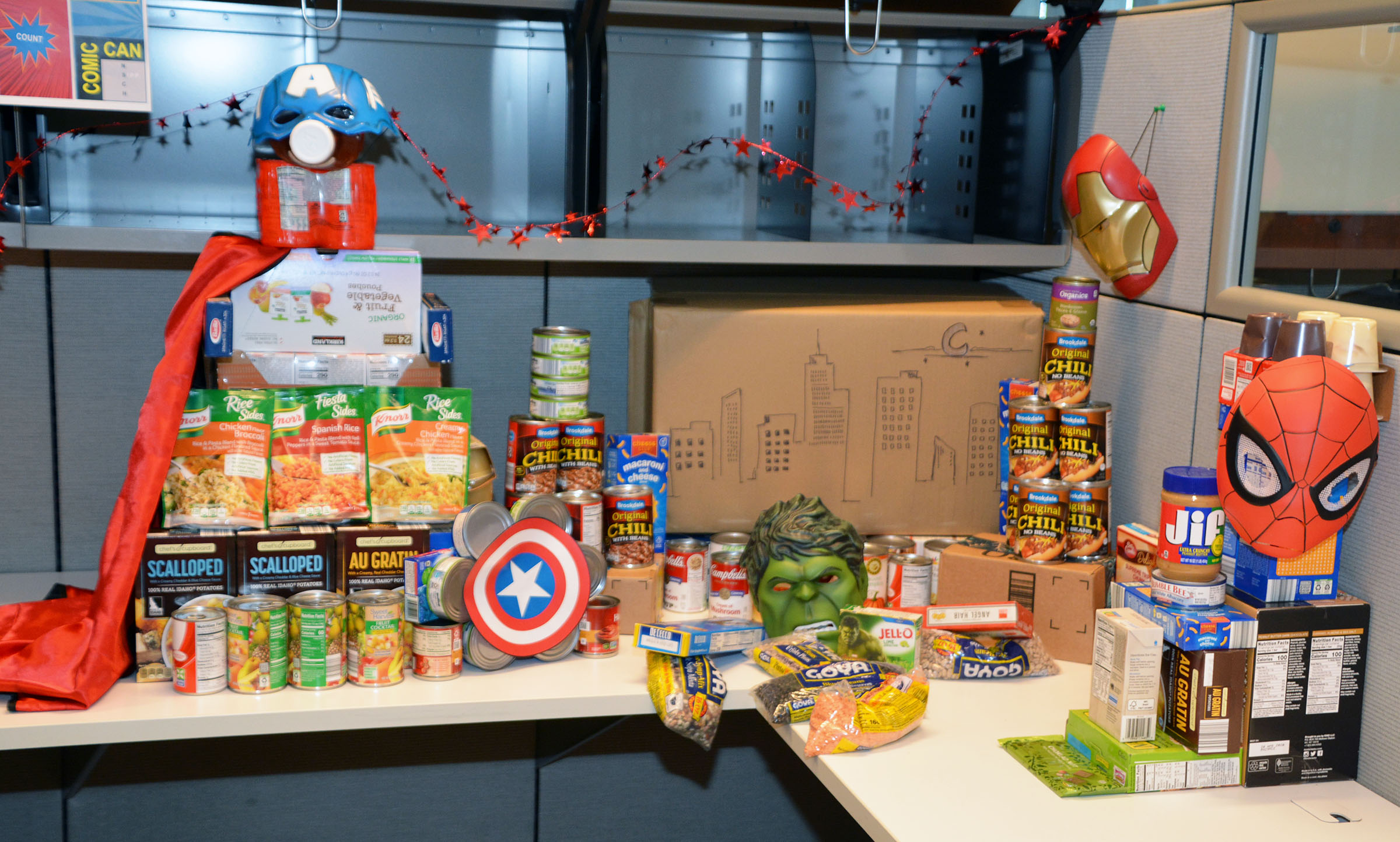 A tower of cans for the 2019 CFC CANstruction Food Drive at the Census Bureau