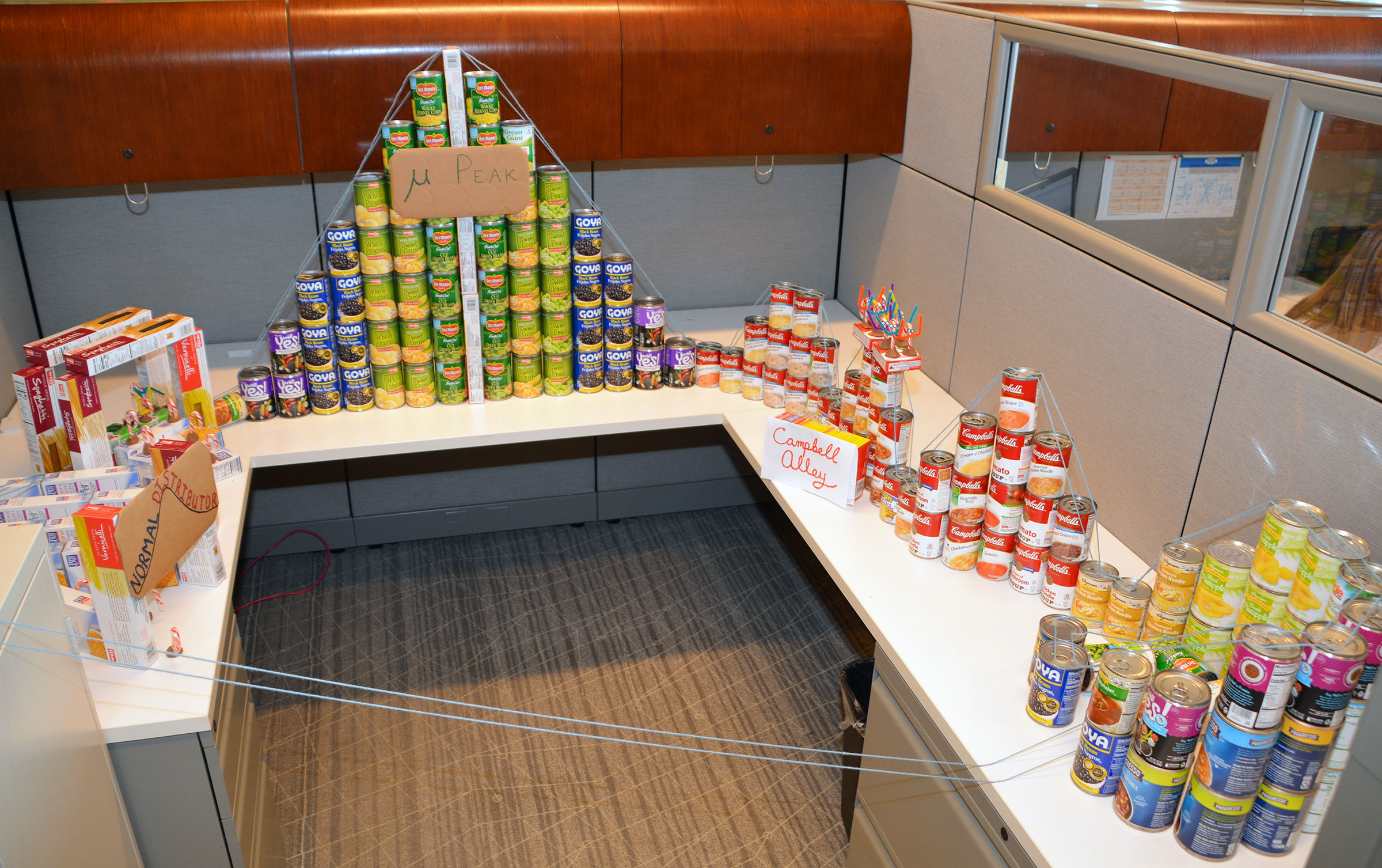 A tableau of cans demonstrating statistical concepts for the 2019 CFC CANstruction Food Drive at the Census Bureau
