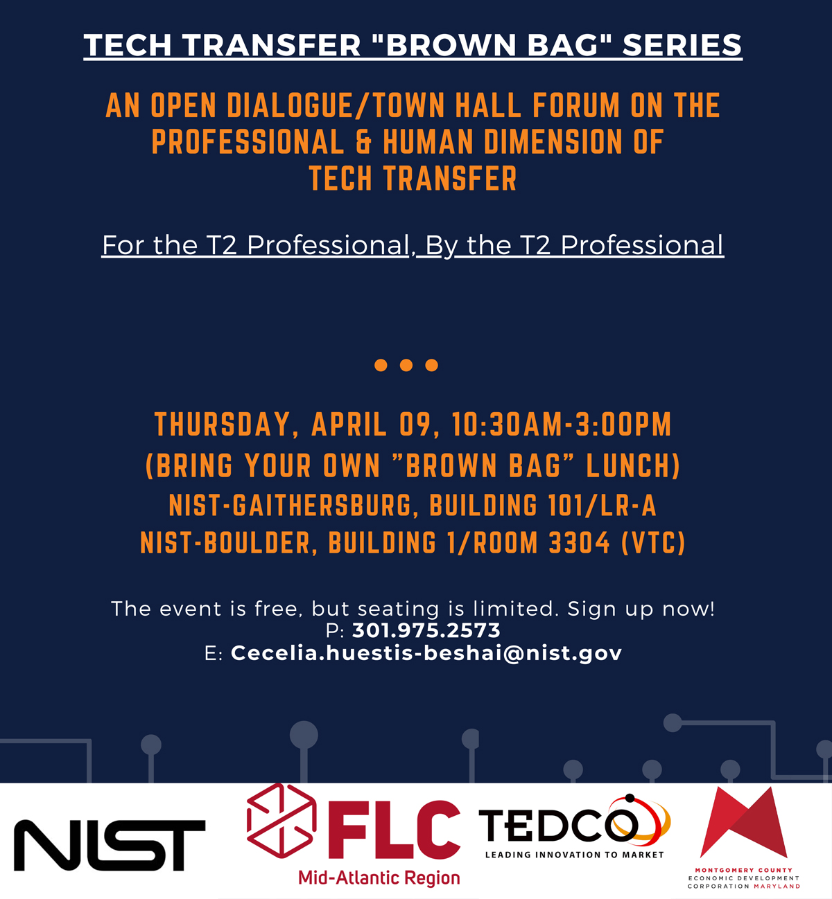 Tech Transfer Brown Bag Series announcement Poster