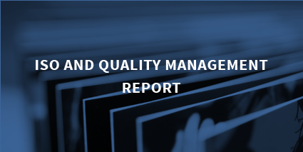 iso and quality management report on a blue background of books