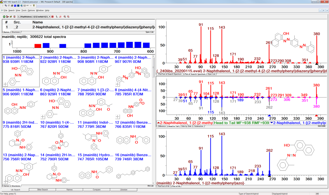 Screenshot of hybrid search function