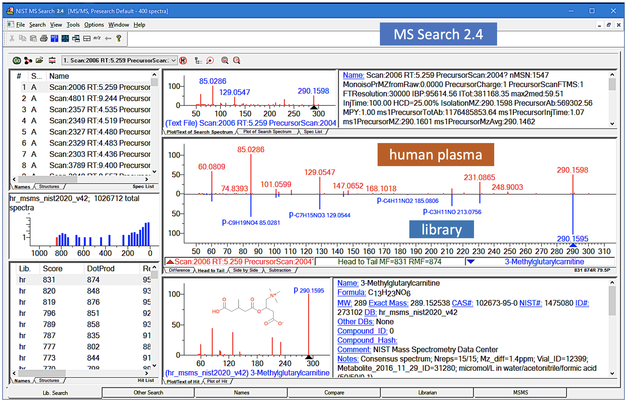A screenshot of the MS Search interface
