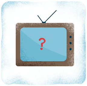 Illustration shows a TV with a question mark on the screen
