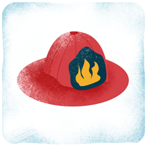 Illustration shows a firefighter's hat