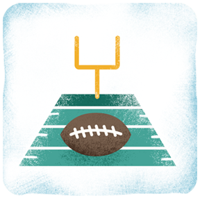 Illustration shows a football and goal post