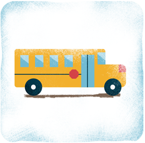 Illustration shows yellow school bus