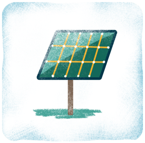 An illustration shows a free-standing solar panel