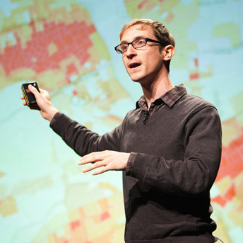 man standing in front of screen