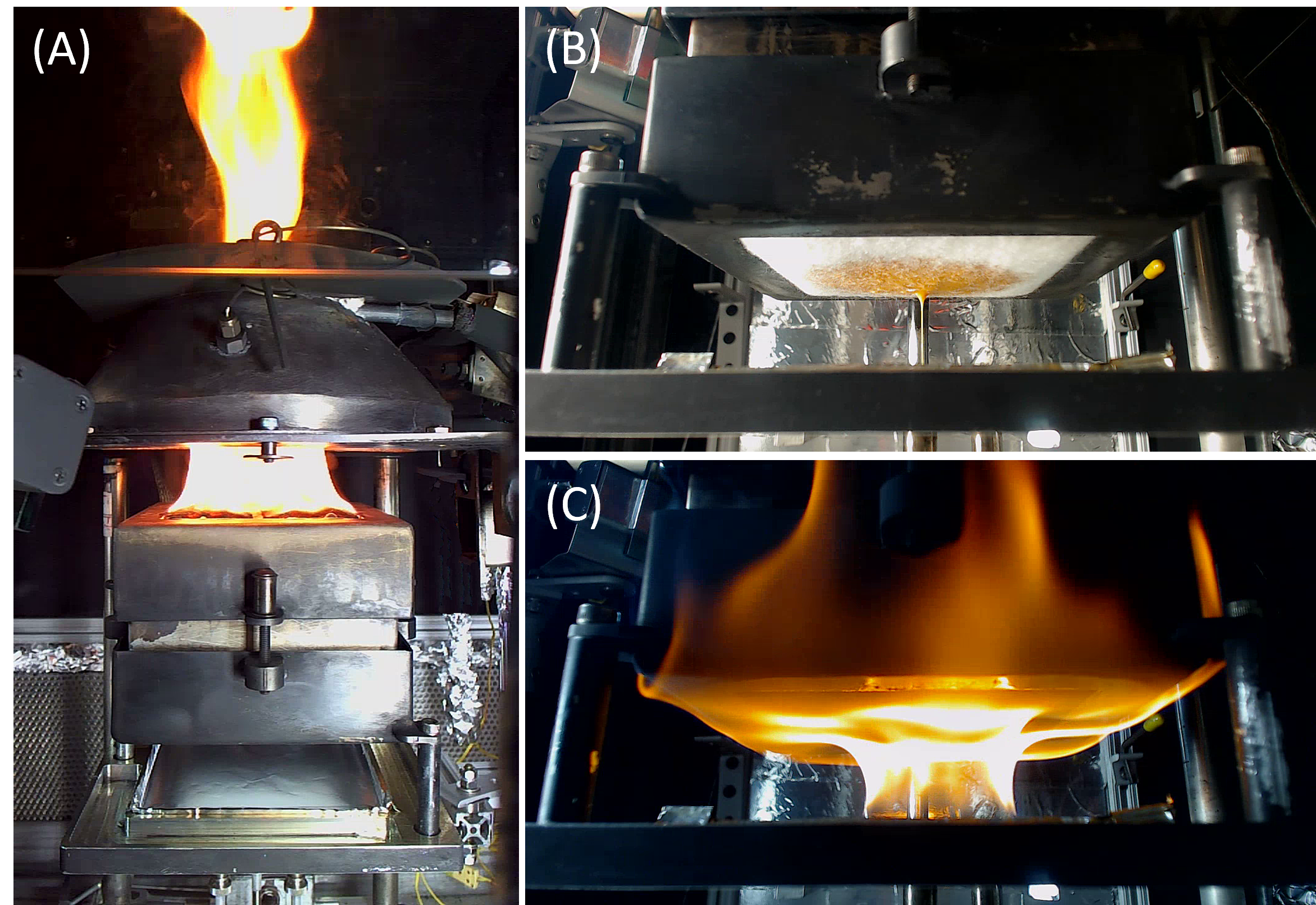 Three photos show the Cube testing process for an upholstered furniture sample.