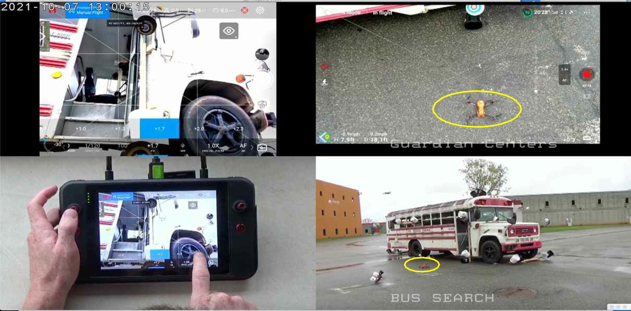 Quad screen video of the bus hostage
