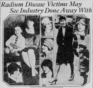 Newspaper Clipping with the Headline "Radium Disease Victims May See Industry Done Away With."