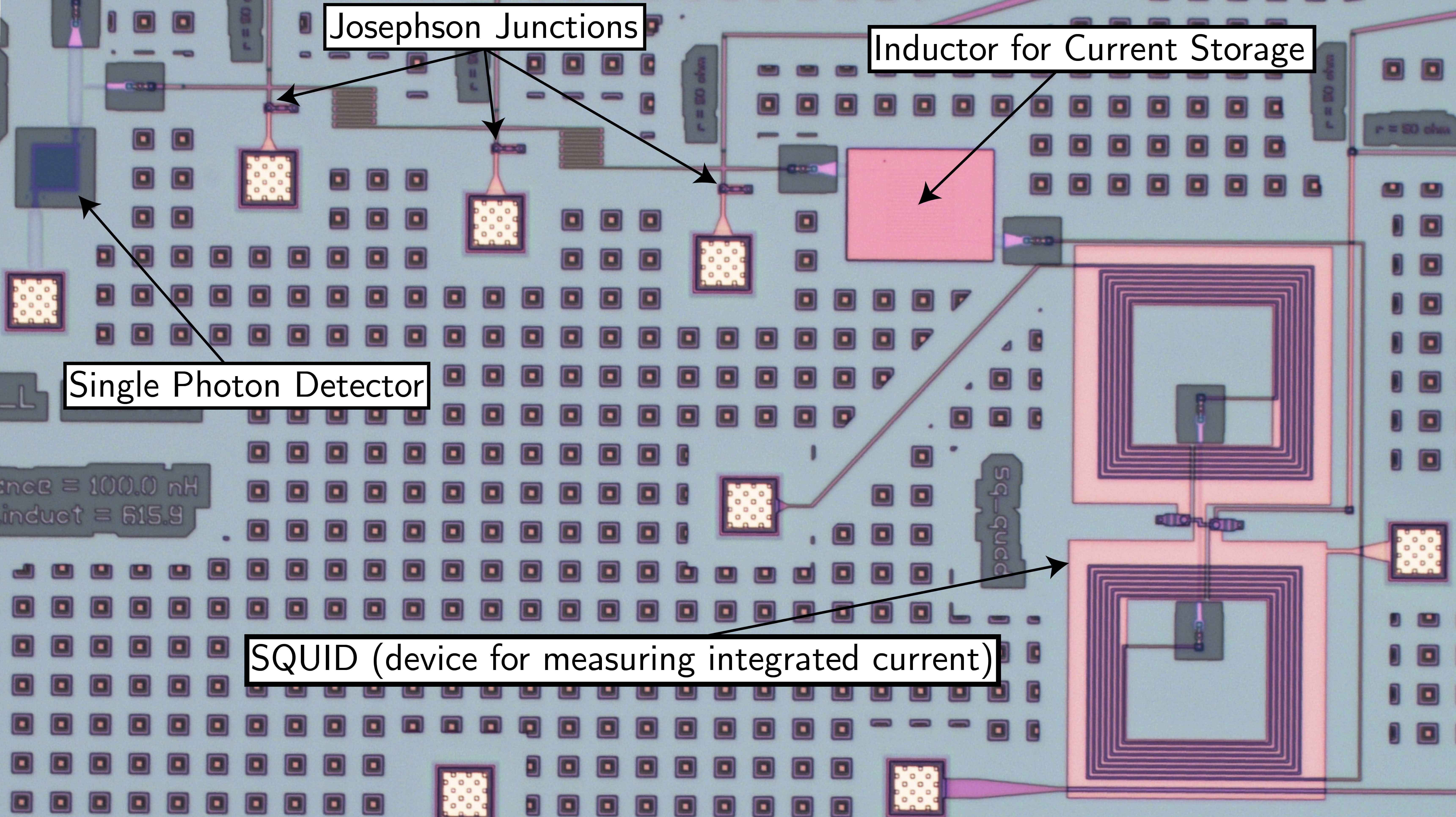 Photo of an electronic circuit with various components appearing as larger and smaller squares.