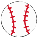 Hand-drawn baseball has red stitching.
