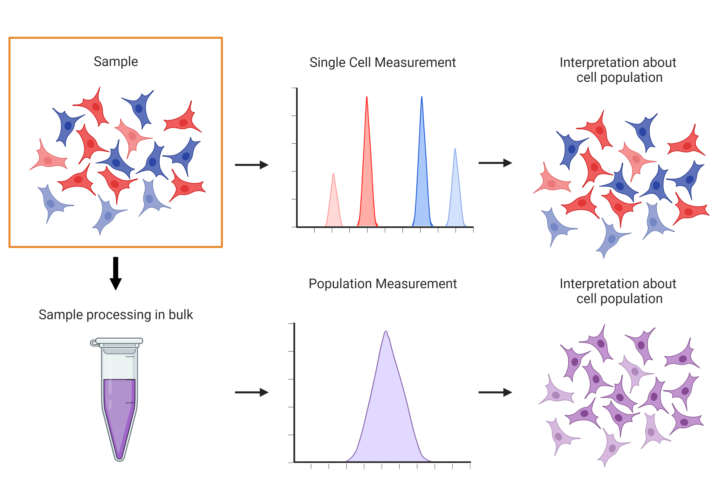 Single-cell measurements retainining individual information about individual cells