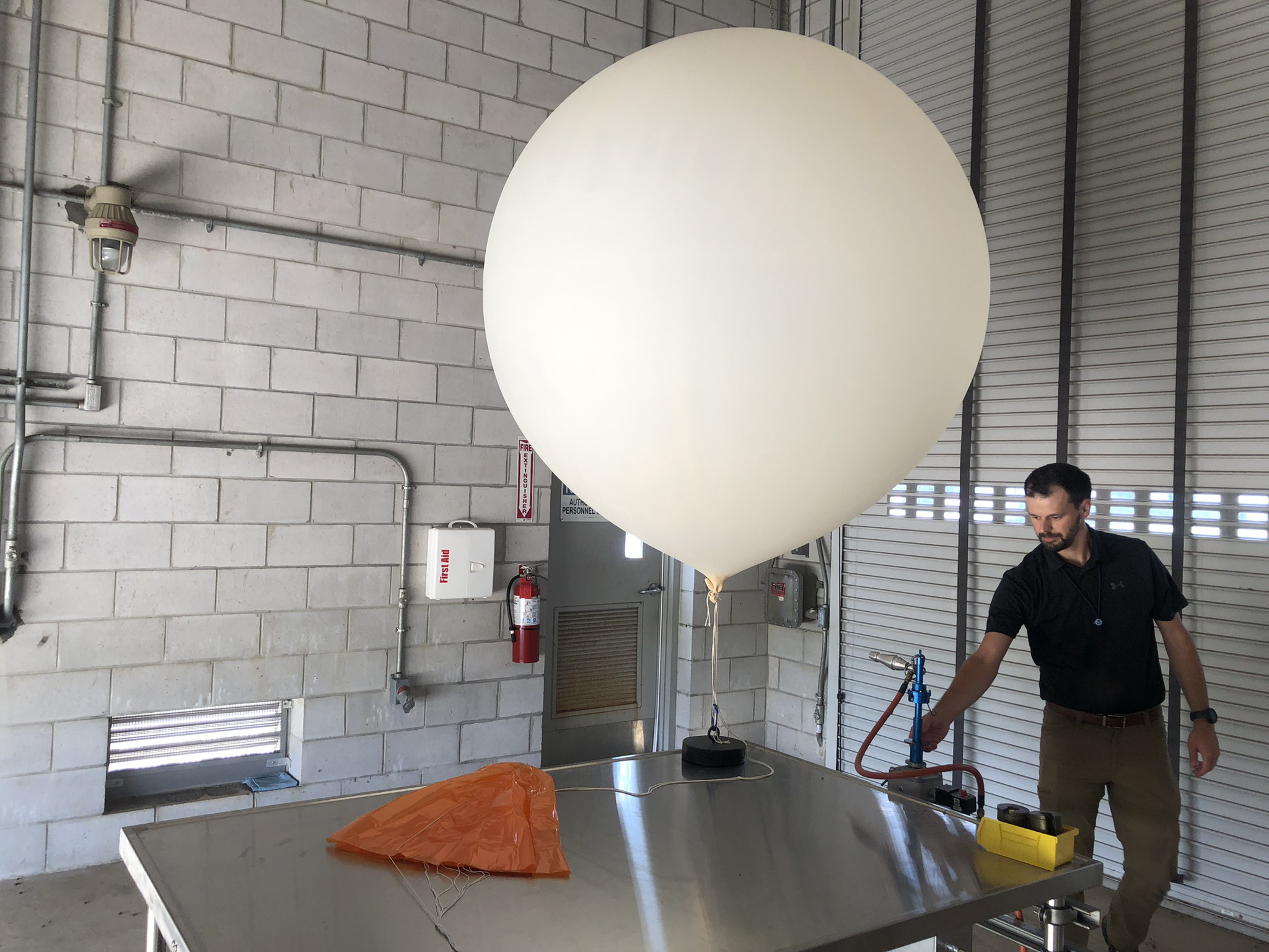 Weather balloon ready for launch.