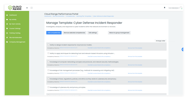 Cloud Range Performance Portal - Cyber Defense Incident Responder and KSAs Image