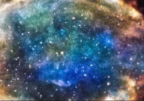 Multicolored view of stars and gas clouds
