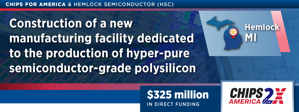 award banner of hemlock semiconductor in hemlock, michigan