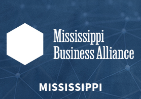 mississippi business alliance white logo on blue background