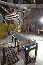 End view of RoboCrane platform welding a beam 