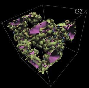 Cement Hydration Visualization: Four combined phases at timestep 32