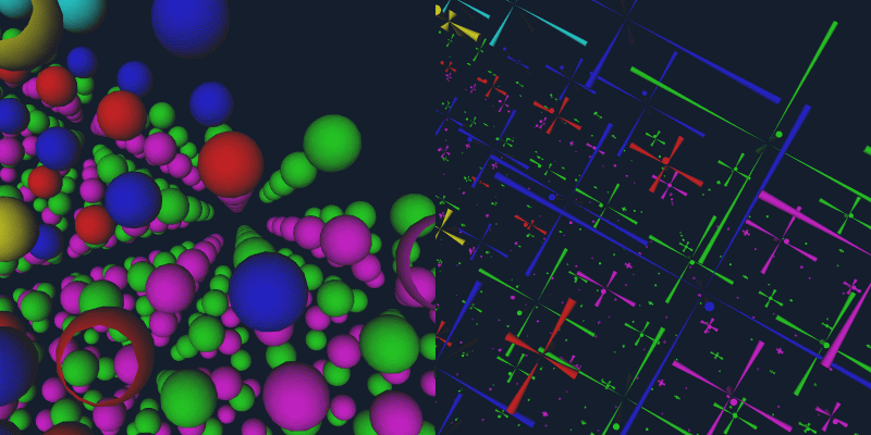 Nanostructure: Atoms (left) with Orbitals (right)