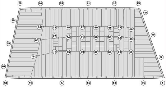 Typical WTC 7 floor showing locations of columns (numbered).