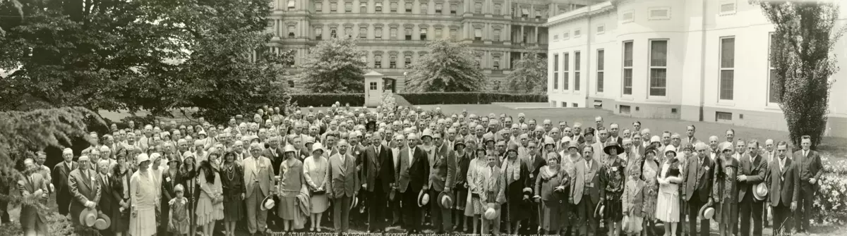 Group photograph of the White House Reception by President Hoover to the 22nd National Conference on Weights and Measures,&nbsp;Washington, DC. June 6, 1929.