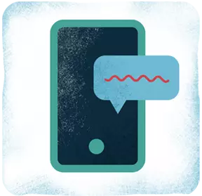 Illustration of cellphone with text balloon