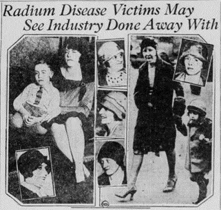 Newspaper Clipping with the Headline "Radium Disease Victims May See Industry Done Away With."