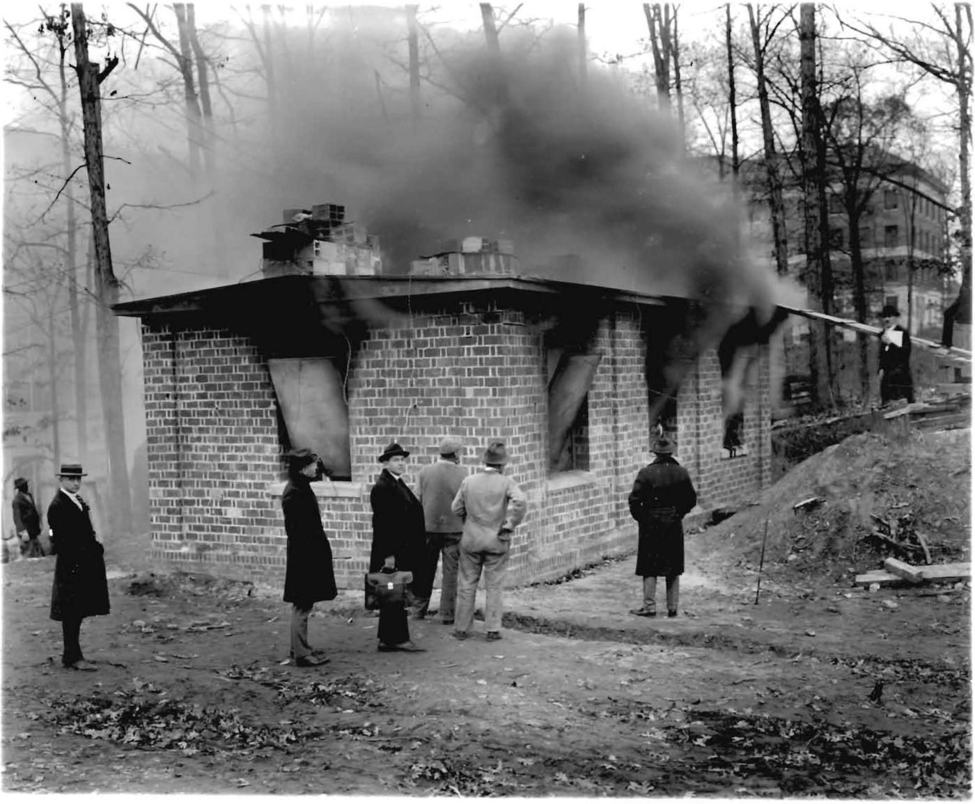 View from outside during progress of a fire