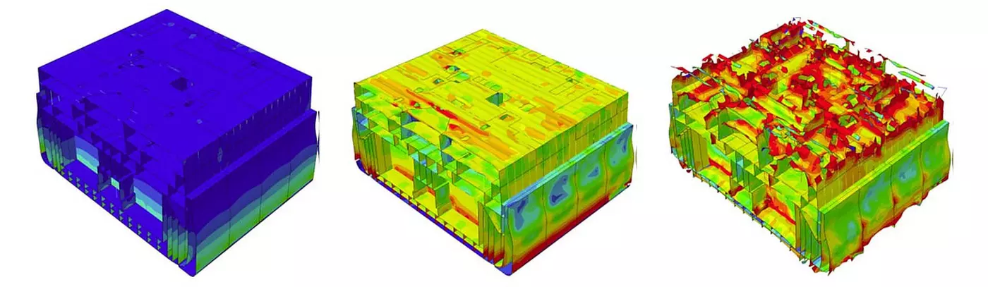 Color computer models of the predicted corrosion of the USS Arizona