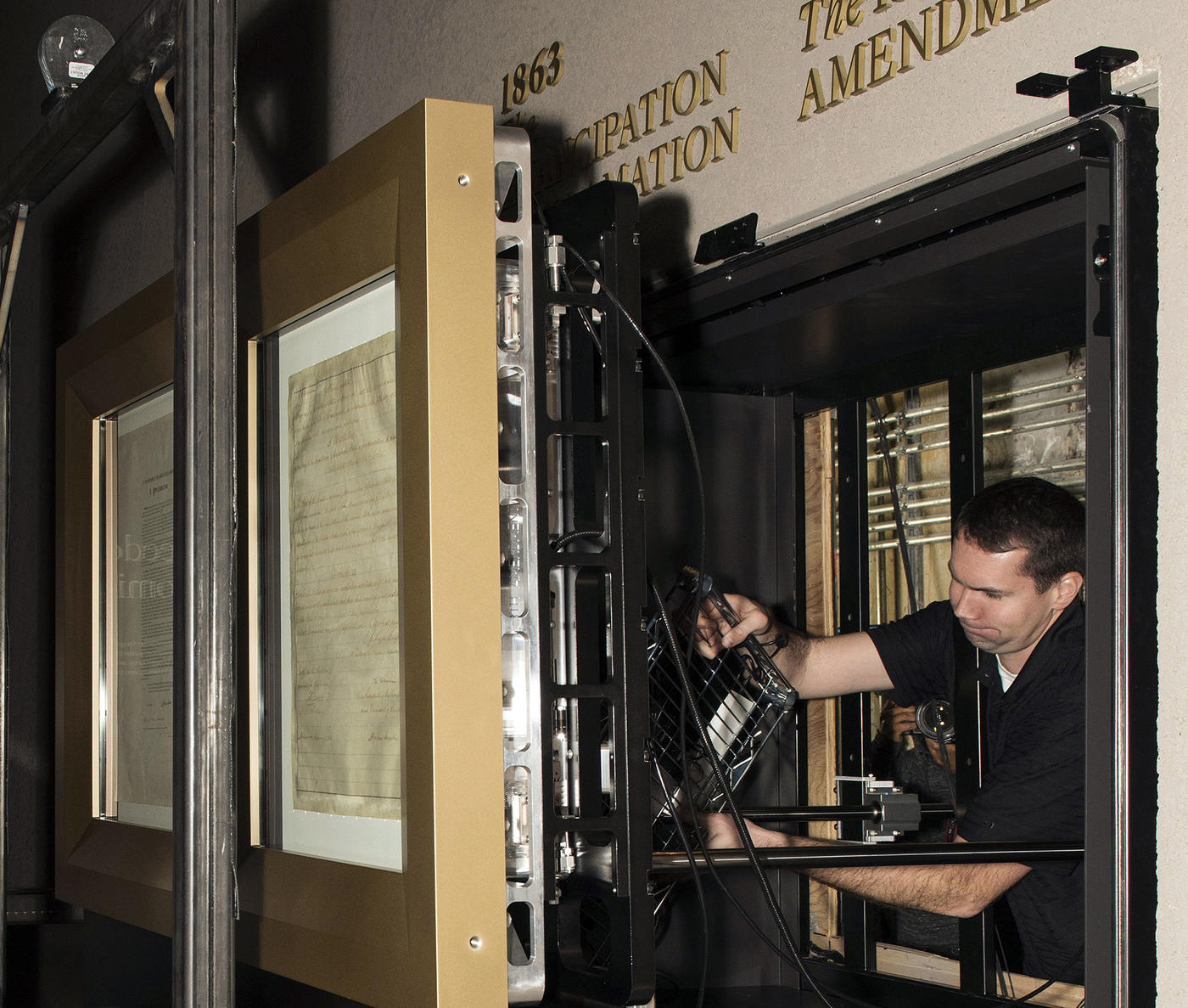 scientist installing Emancipation Proclamation